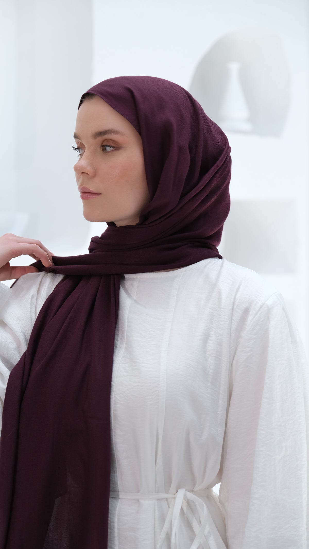 Pamuk Modal Şal Mürdüm tesettür şalı – Feminor