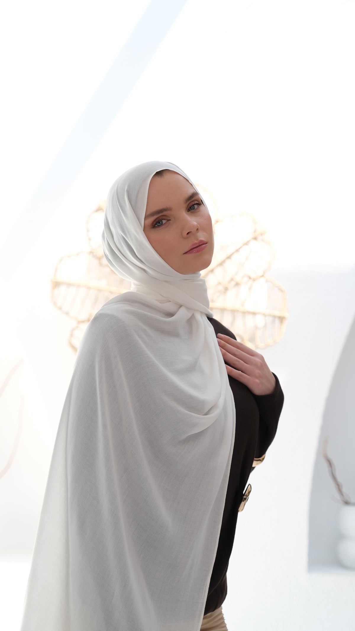 Pamuk Modal Şal Beyaz tesettür şalı – Feminor