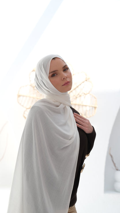 Pamuk Modal Şal Beyaz tesettür şalı – Feminor