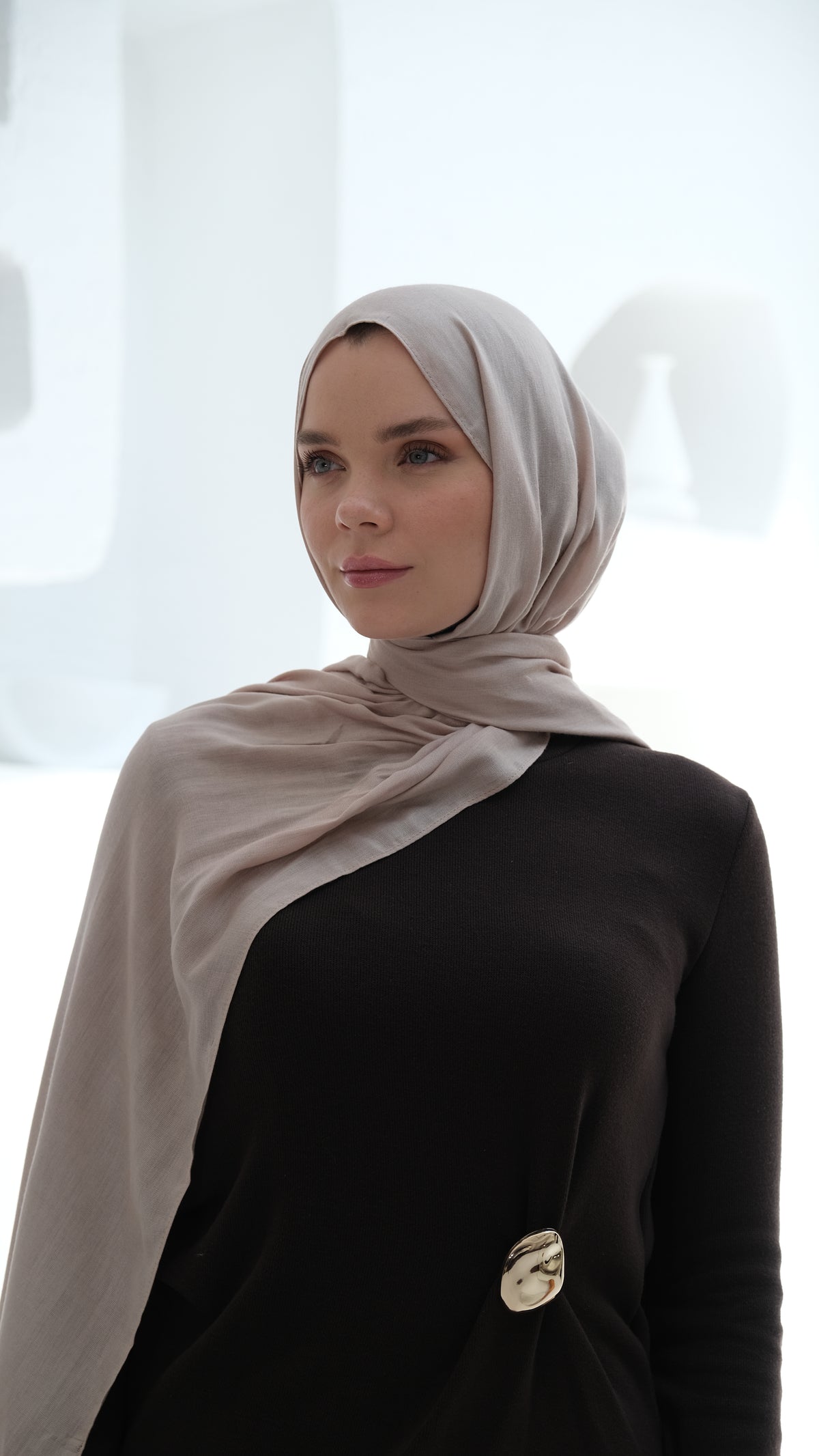 Pamuk Modal Şal Bej tesettür şalı – Feminor