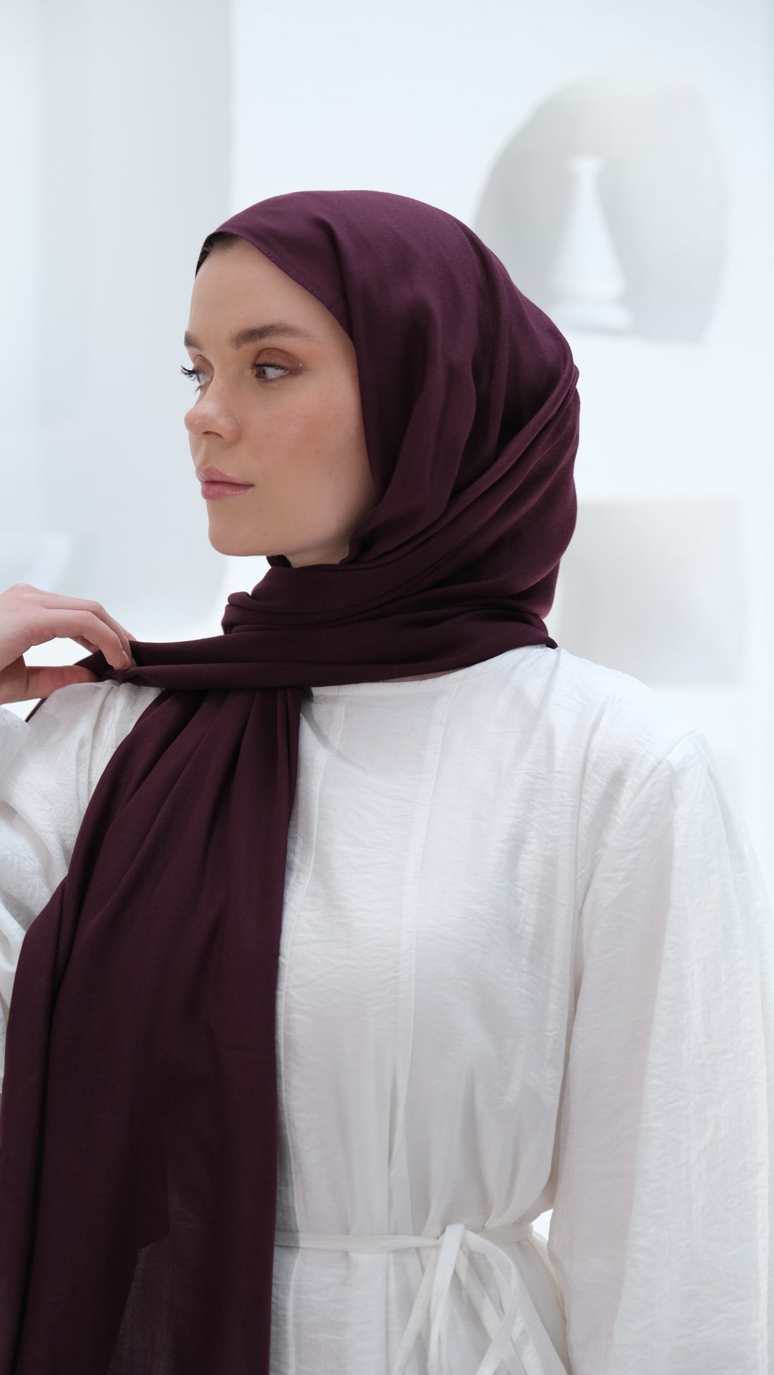 Pamuk Modal Şal Mürdüm tesettür şalı – Feminor