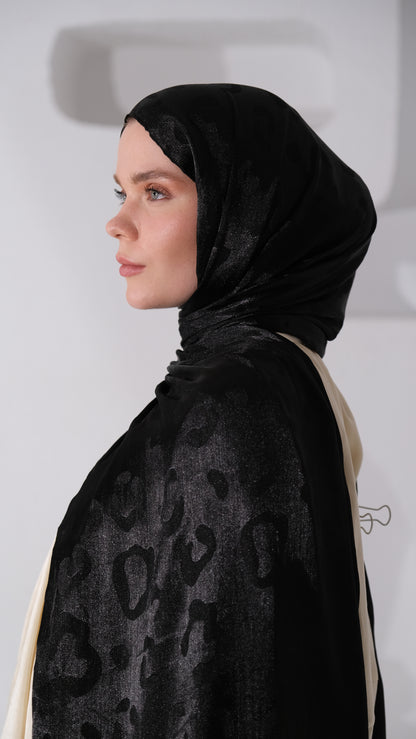 Pure Şal Ametist siyah desenli tesettür şalı – 4. görsel
