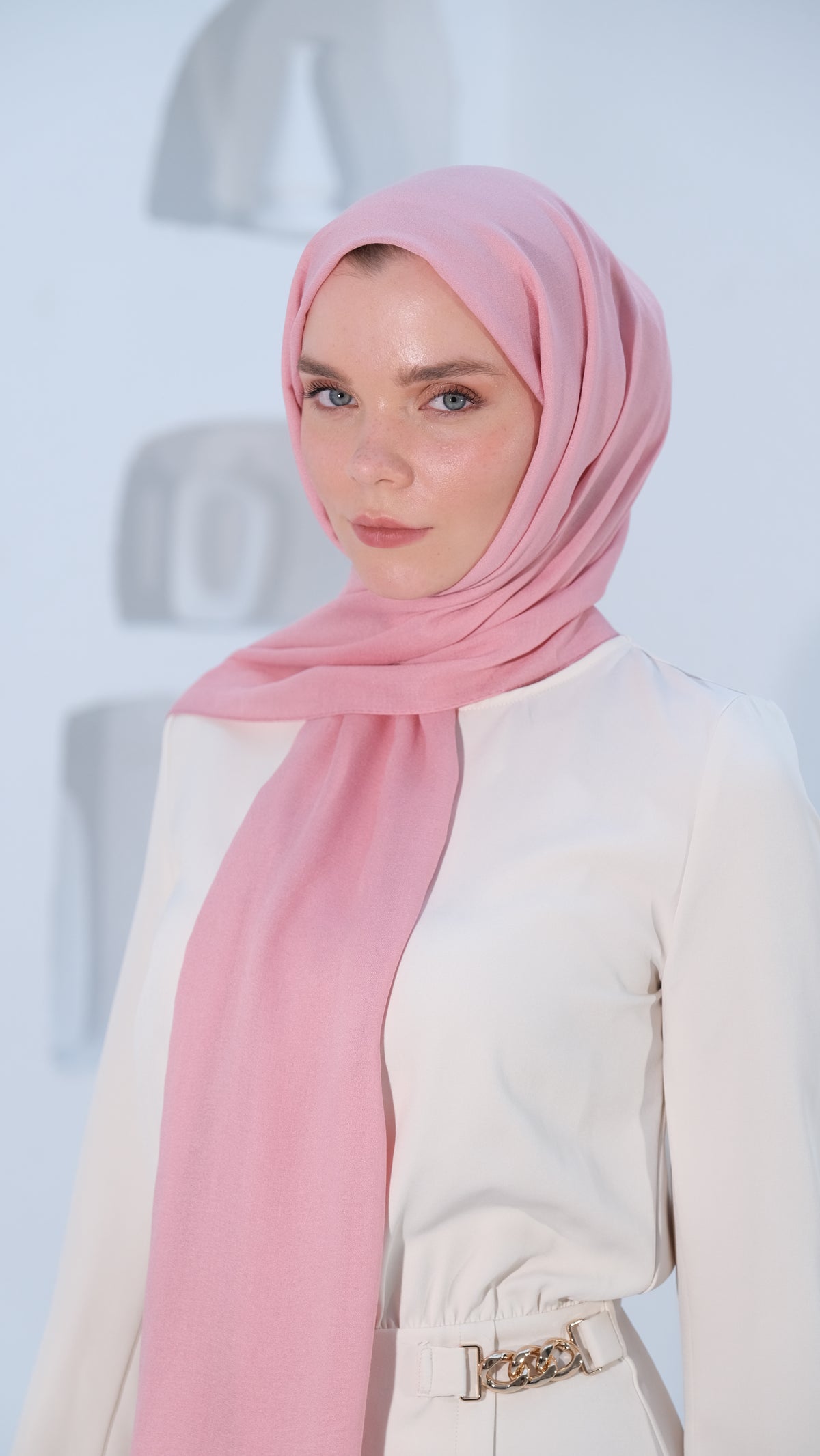 Pamuk Modal Şal Açık Pembe tesettür şalı – 3. görsel