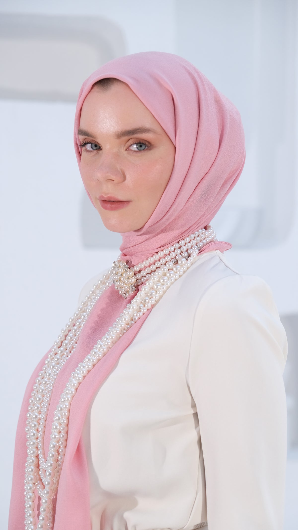 Pamuk Modal Şal Açık Pembe tesettür şalı – 4. görsel
