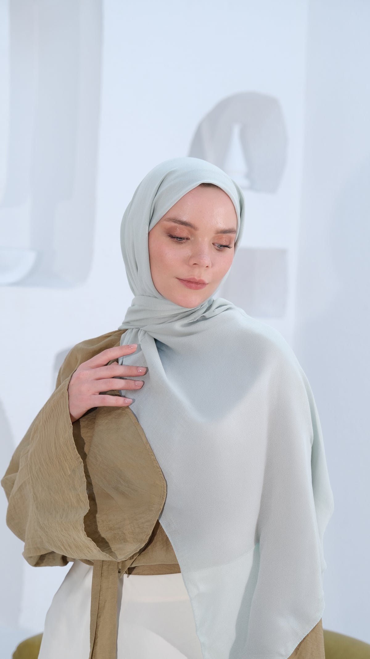 Pamuk Modal Şal Su Yeşili tesettür şalı – 3. görsel